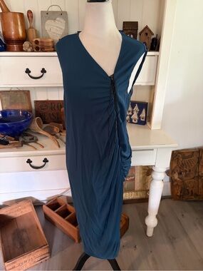Doo.Ri Sleeveless Teal V-Neck Draped Women’s Dress